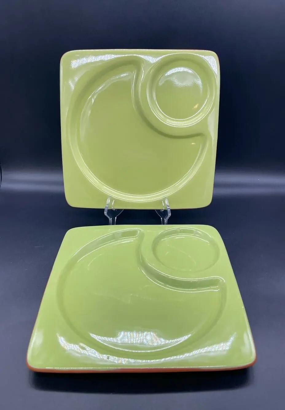 Style Eyes by Baum Bros Green Set of 2 Square Snack Sets Plates 9.75